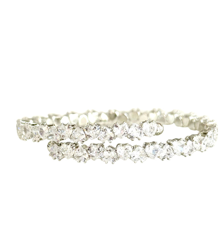 Deandra CZ Silver Heart Adjustable Wrap Bracelet