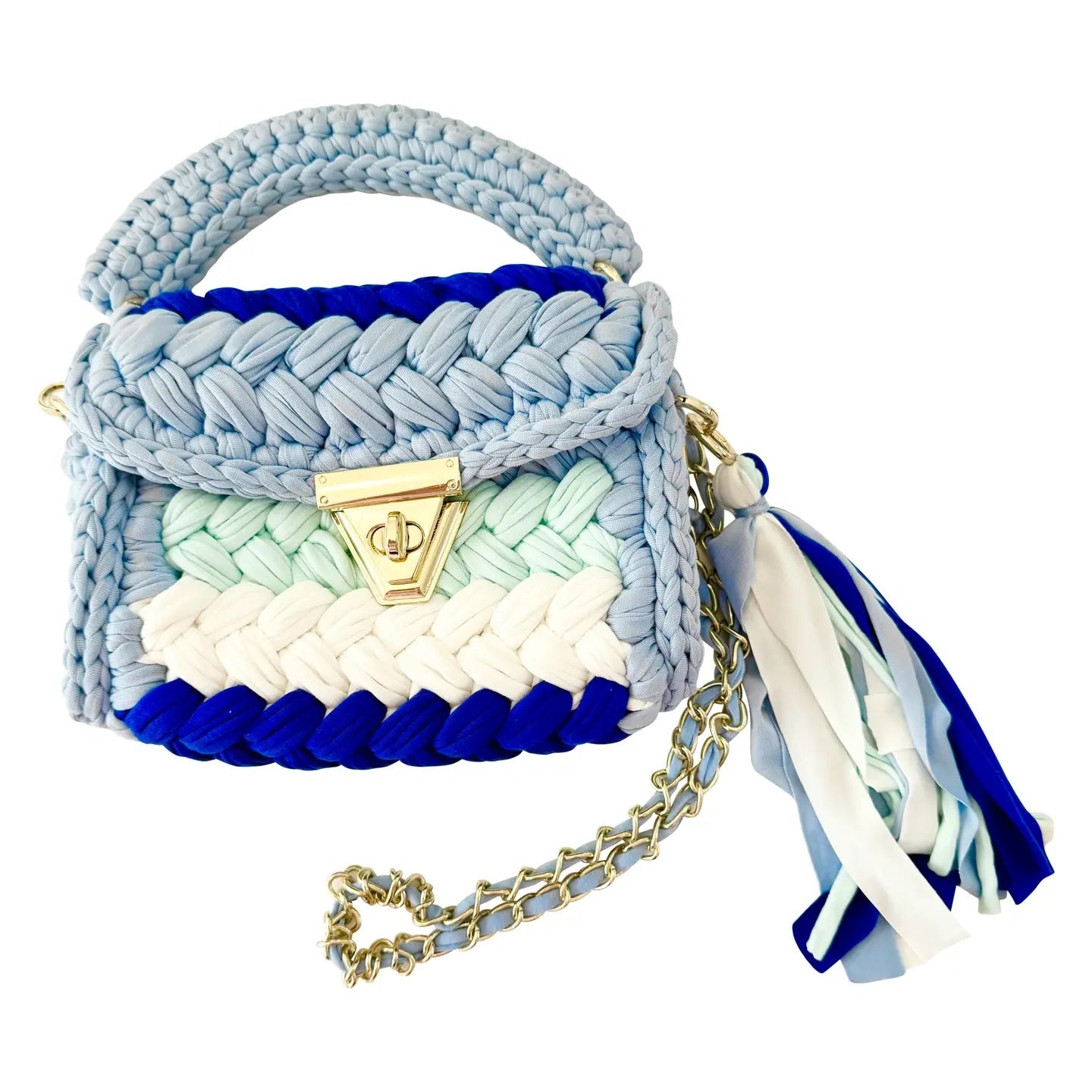 Alexis Woven Bag- Blue Mix