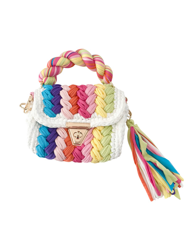 Alexis Woven Bag- Neon Rainbow