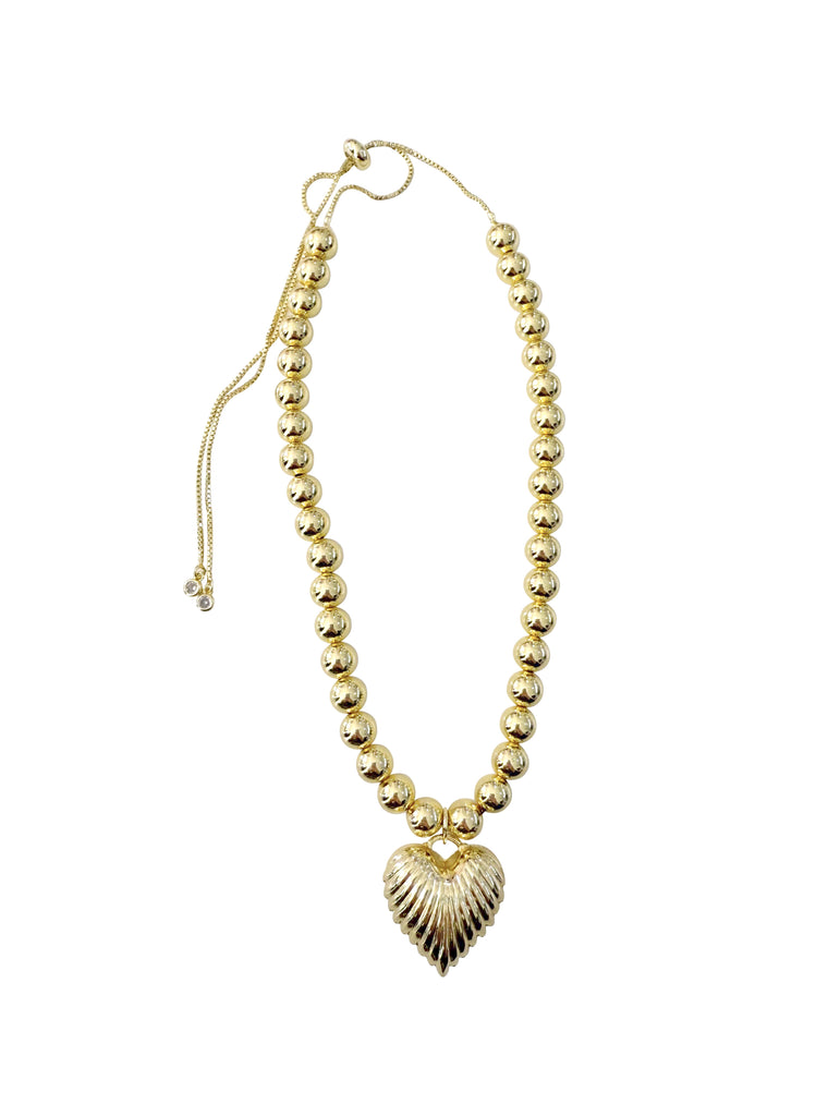 Amelia Gold Scalloped Heart Adjustable Necklace