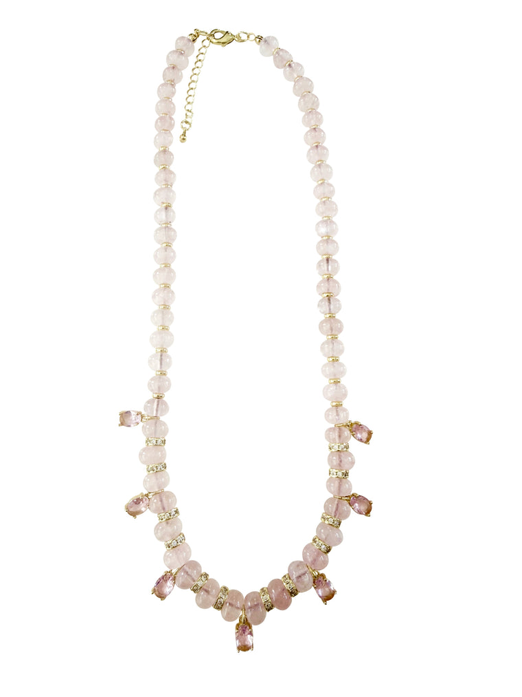 Austin Beaded CZ Necklace- Light Pink