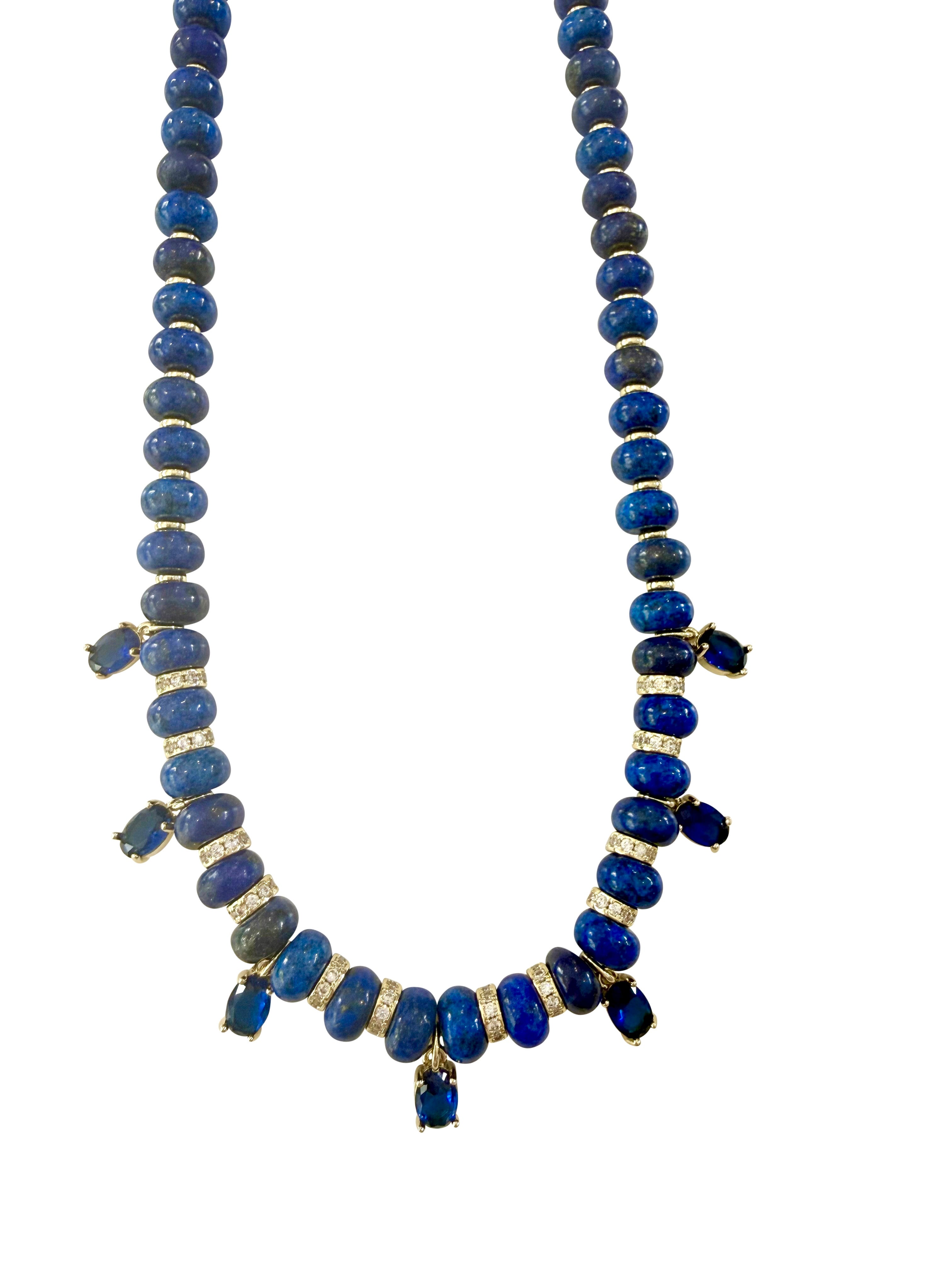 Austin Beaded CZ Necklace- Navy