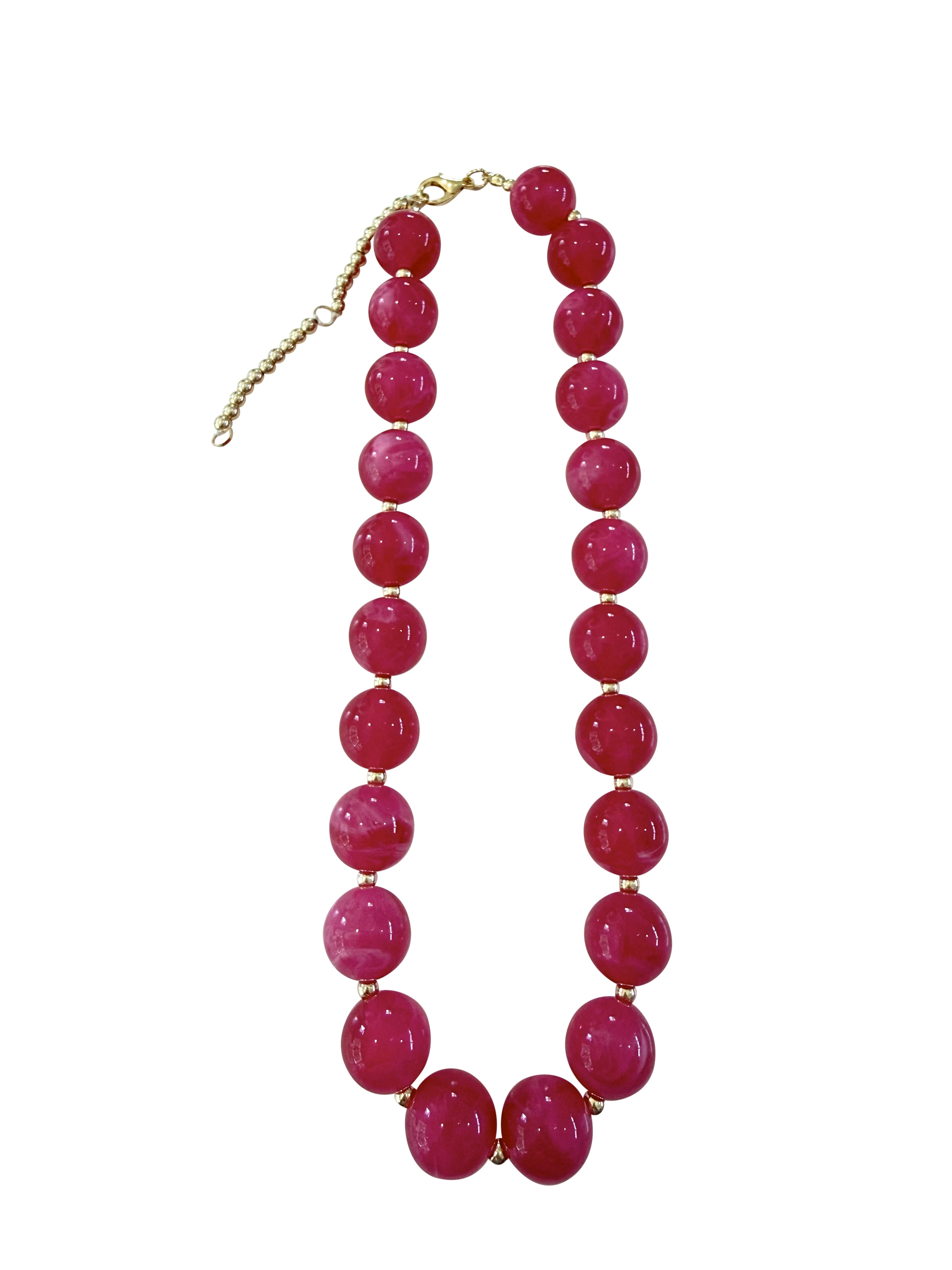 Avery Beaded Necklace- Hot Pink