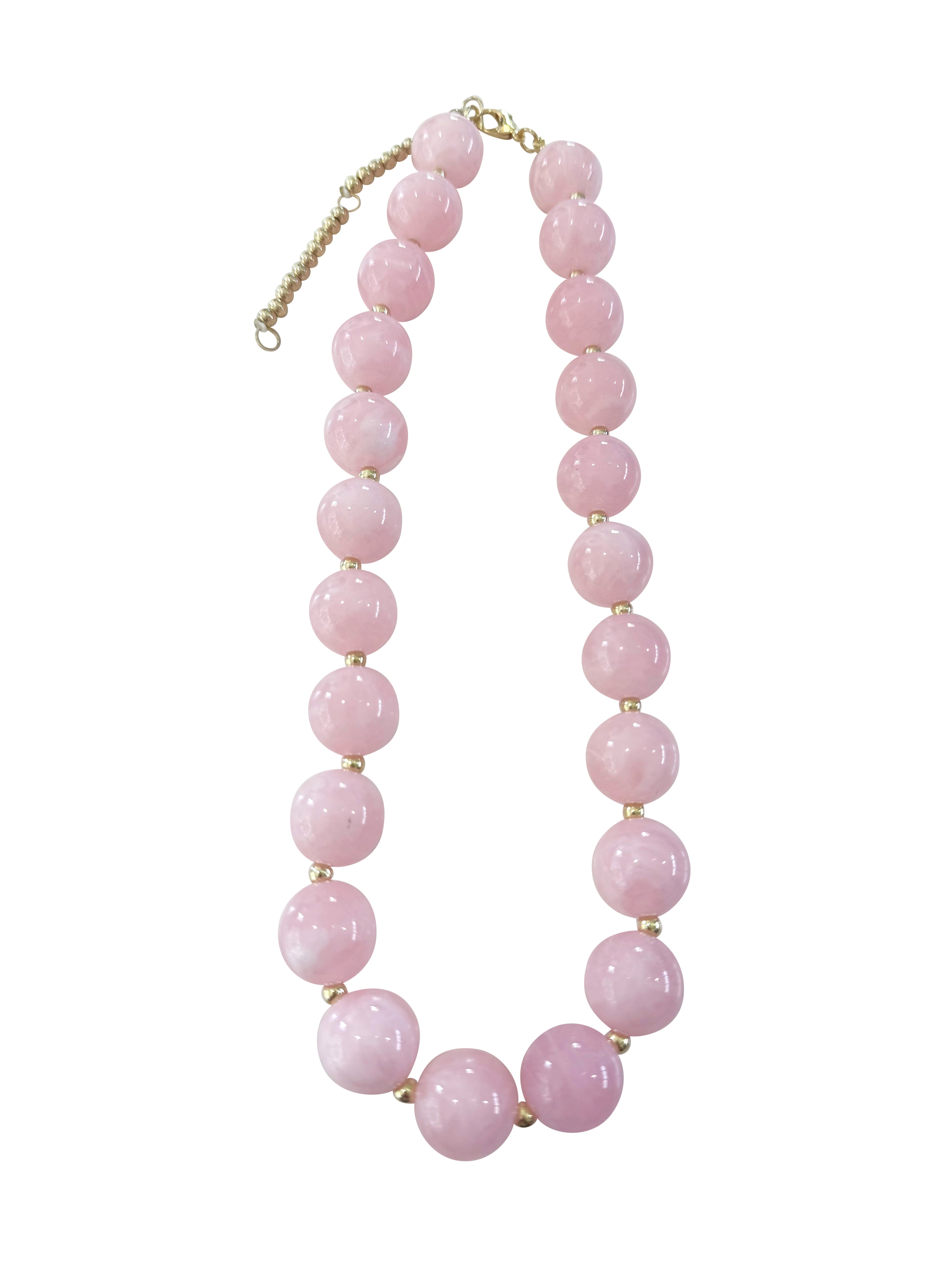 Avery Beaded Necklace- Light Pink
