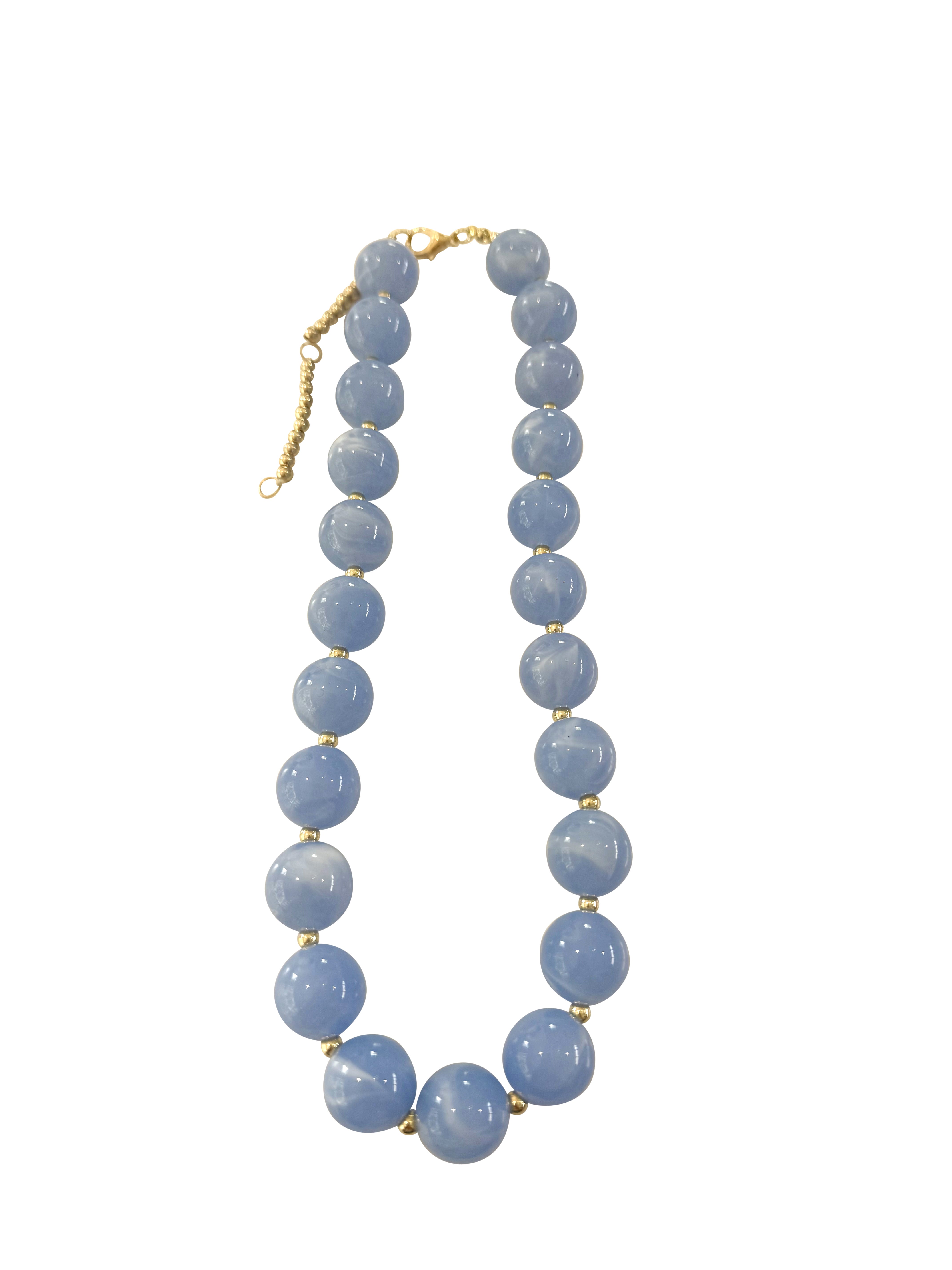 Avery Beaded Necklace- Light Blue