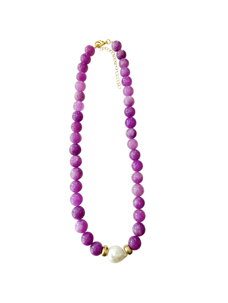 Brenna Purple Beaded Pearl Necklace