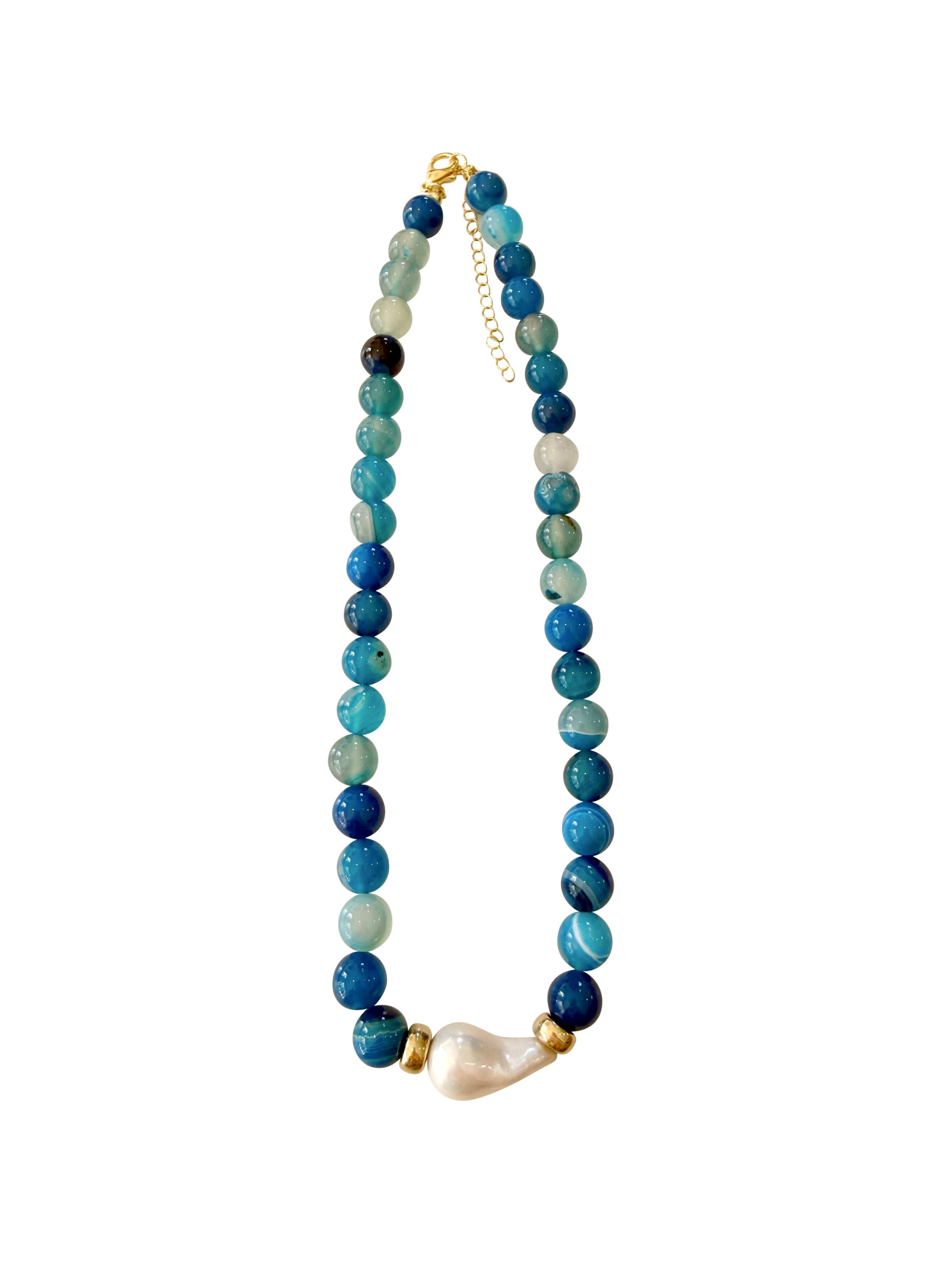 Brenna Turquoise Beaded Pearl Necklace