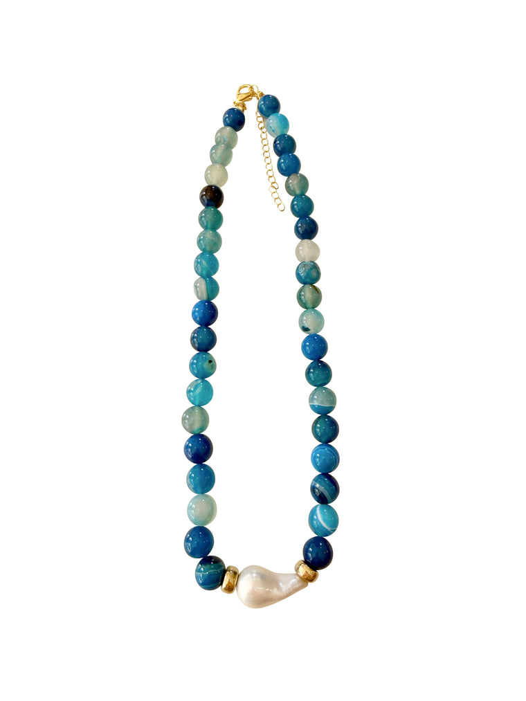 Brenna Turquoise Beaded Pearl Necklace