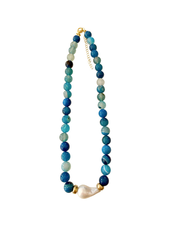 Brenna Turquoise Beaded Pearl Necklace