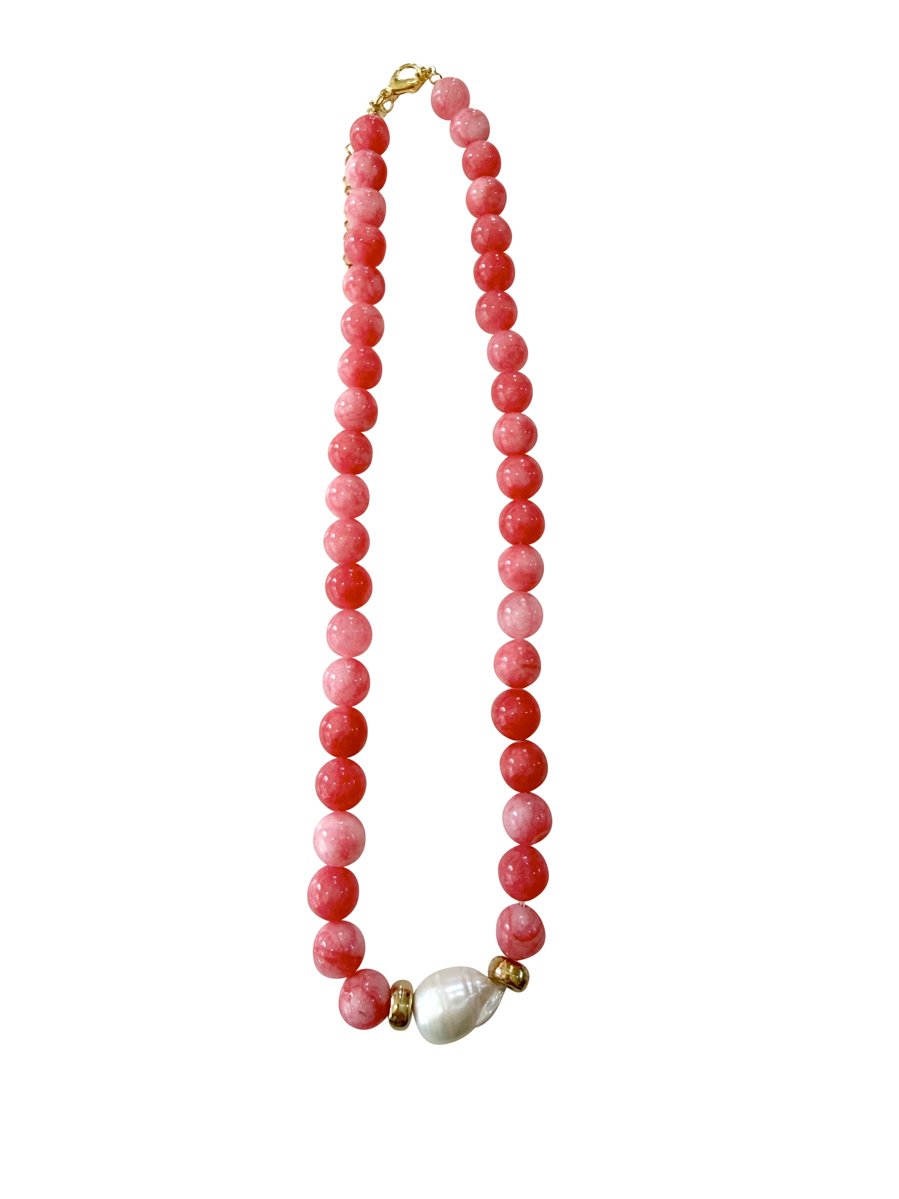 Brenna Coral Beaded Pearl Necklace
