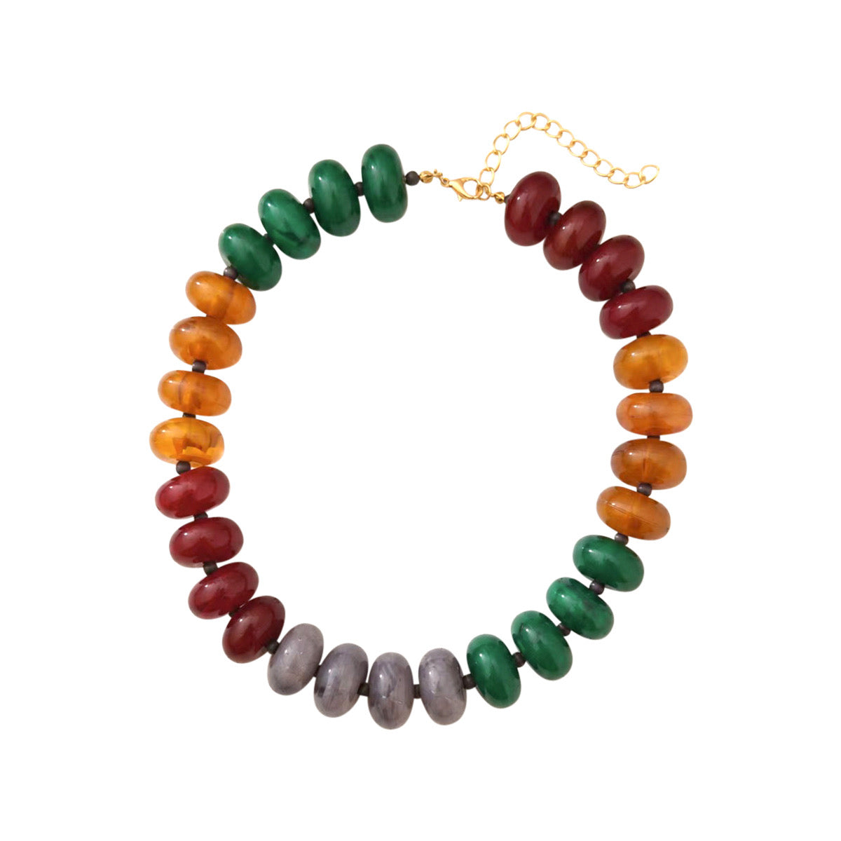 Carissa Chunky Necklace- Maroon/Green Mix