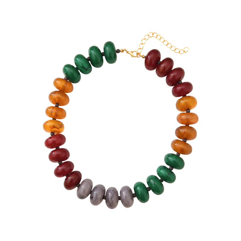 Carissa Chunky Necklace- Maroon/Green Mix