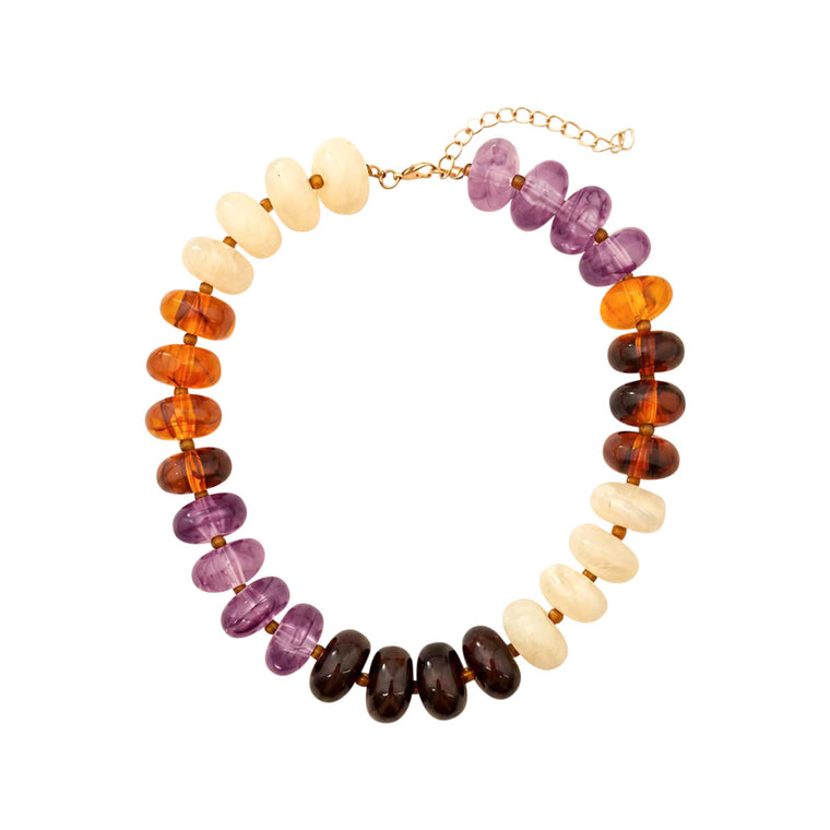Carissa Chunky Necklace- Tortoise/Purple Mix