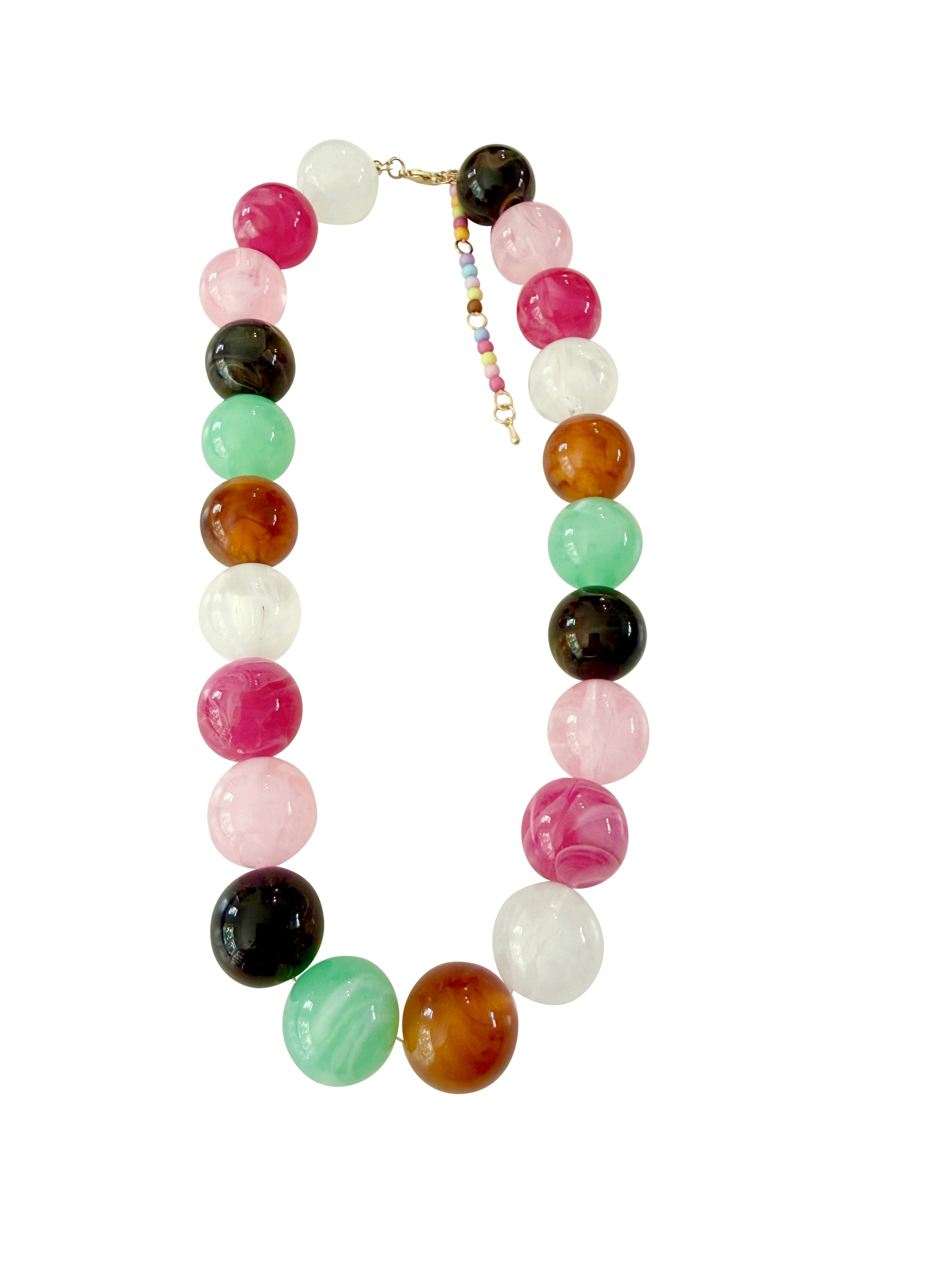 Celia Chunky Beaded Necklace- Pastel