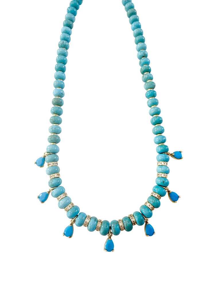 Charles Beaded Gemstone Necklace- Turquoise