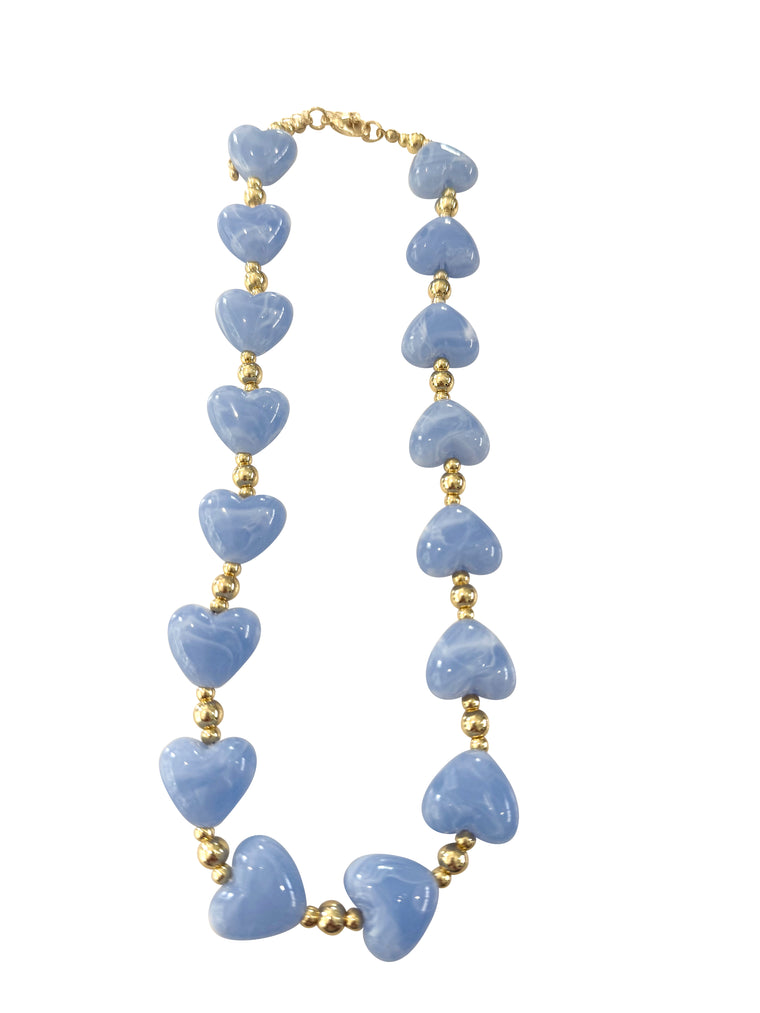 Charlie Heart Necklace- Light Blue