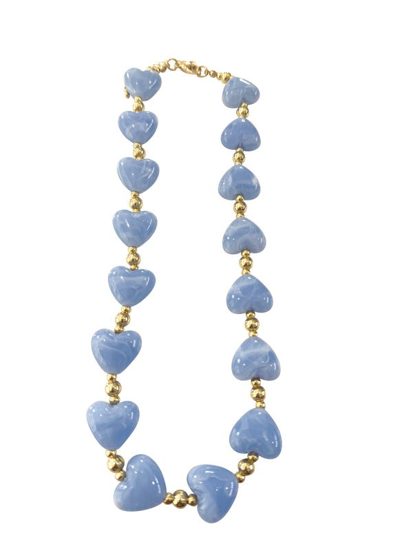 Charlie Heart Necklace- Light Blue