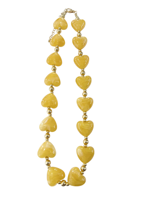 Charlie Heart Necklace- Yellow