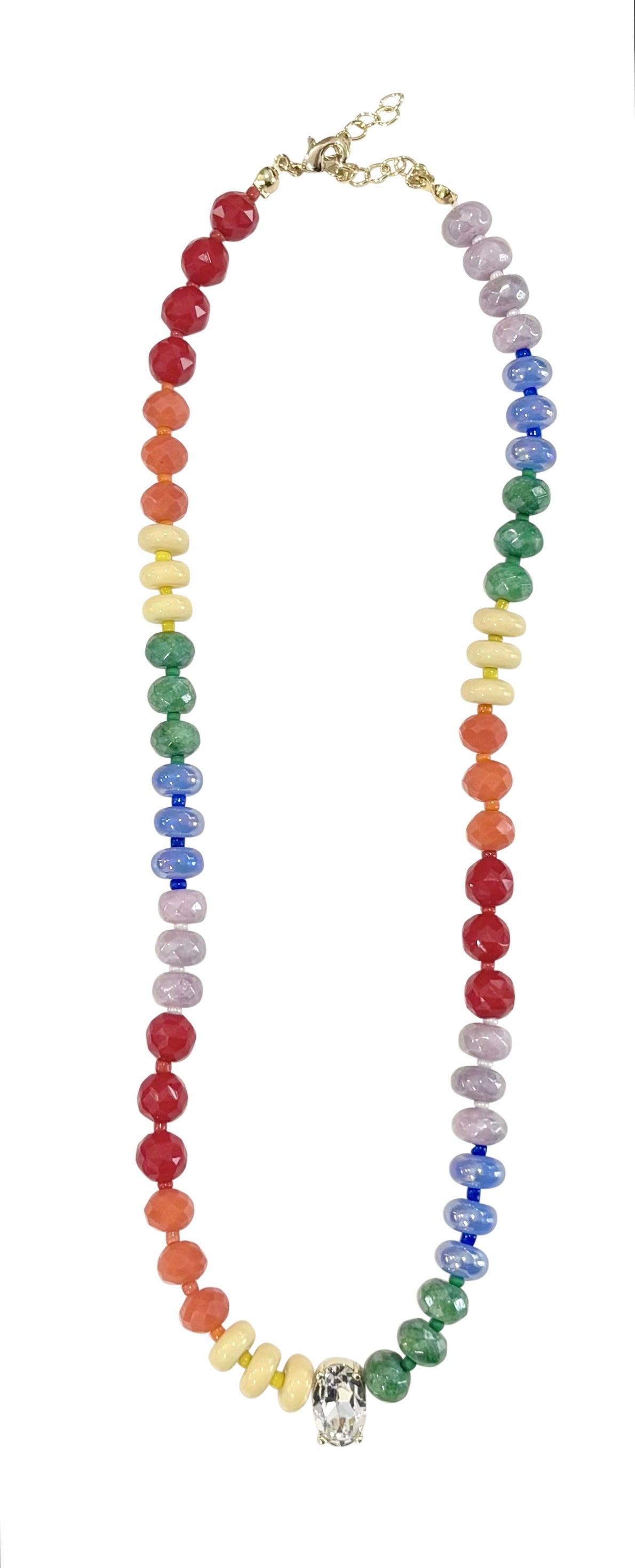 Deborah Rainbow Beaded CZ Necklace