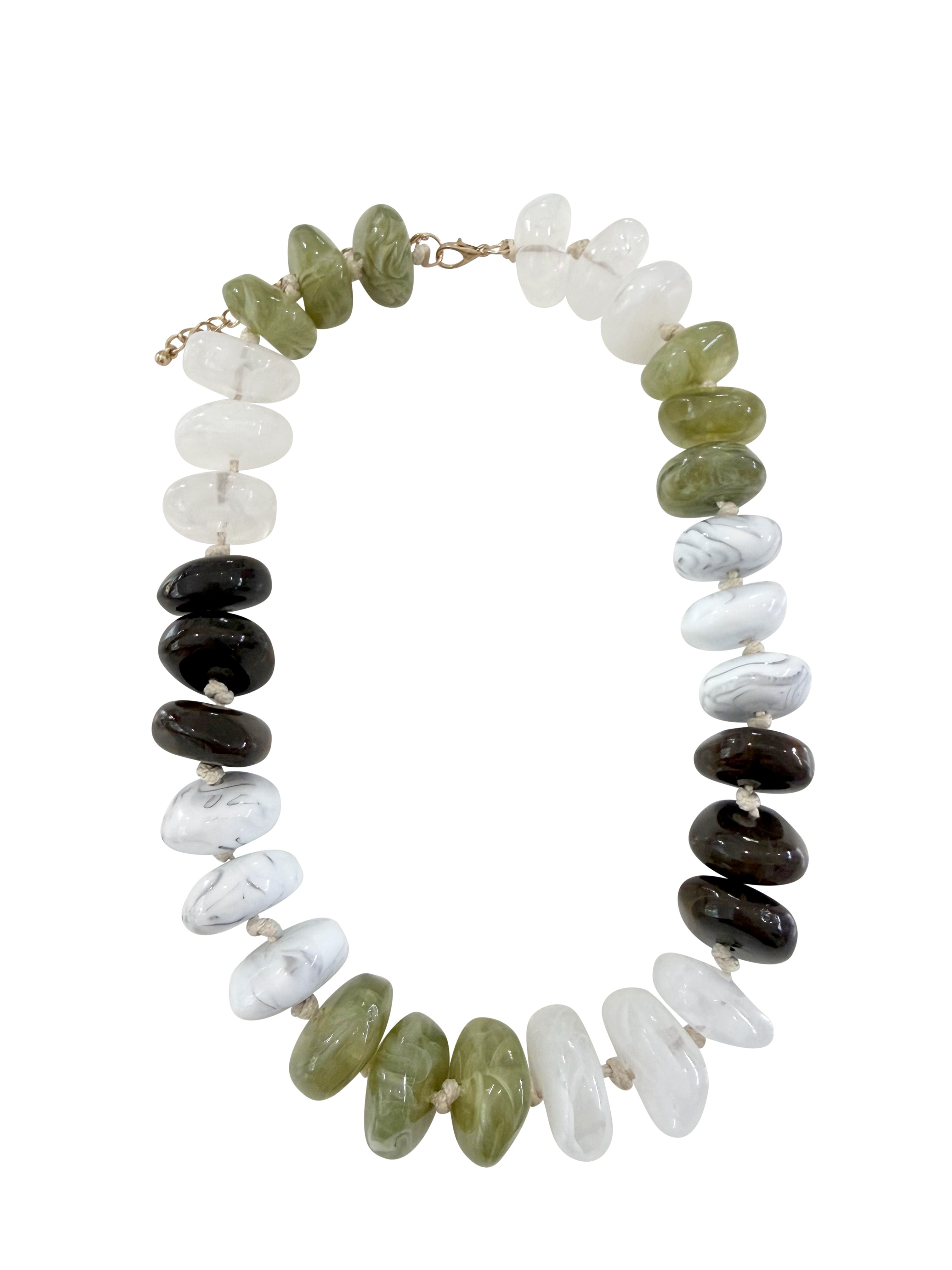 Delray Chunky Necklace- Chocolate/Chartreuse Mix