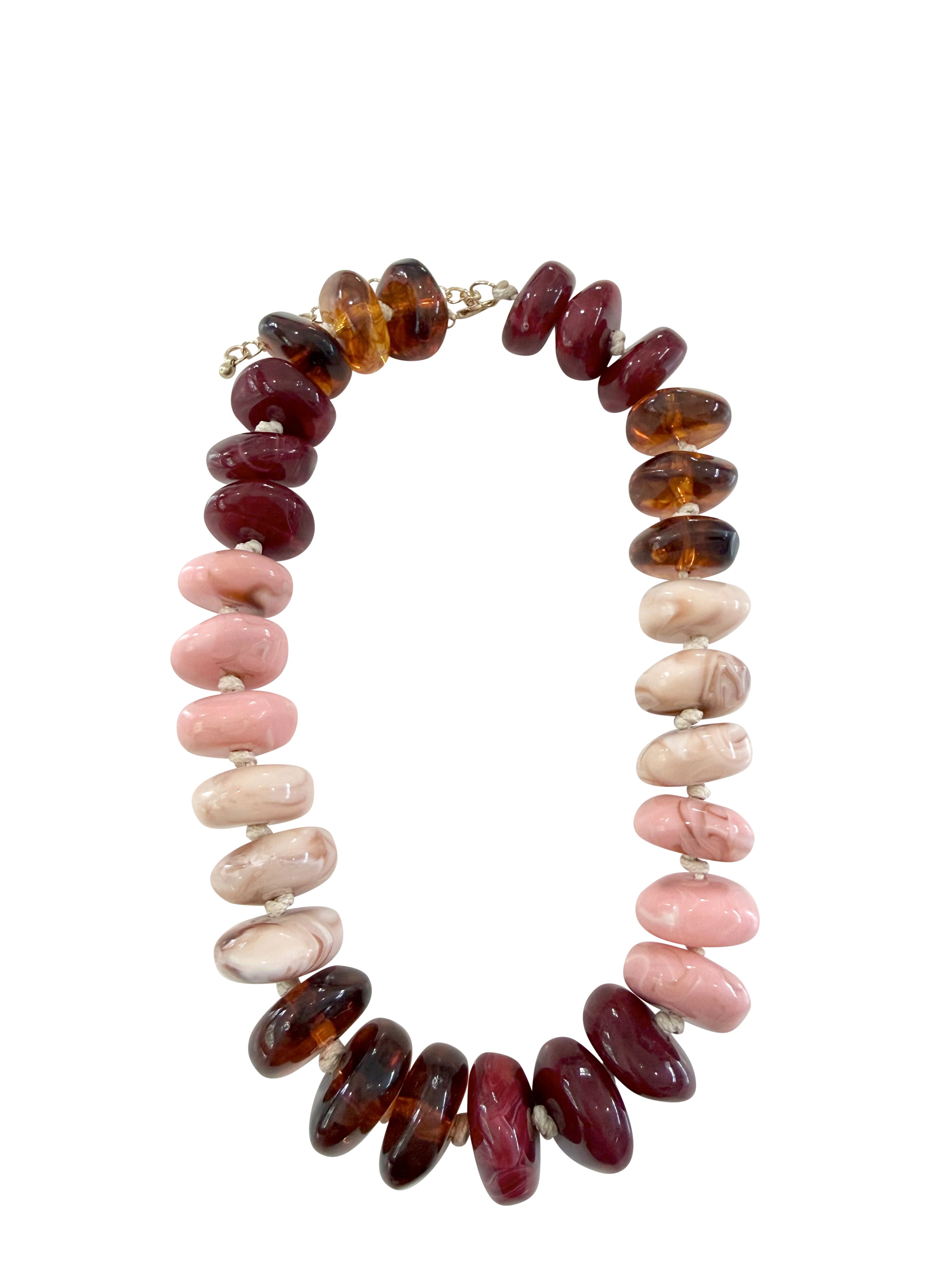 Delray Chunky Necklace- Maroon/Tortoise Mix