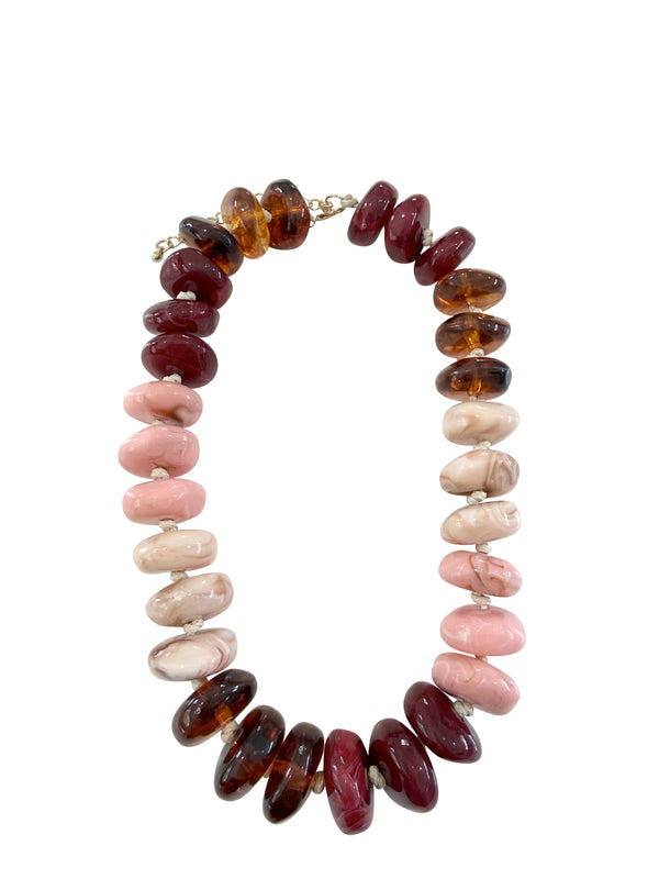 Delray Chunky Necklace- Maroon/Tortoise Mix