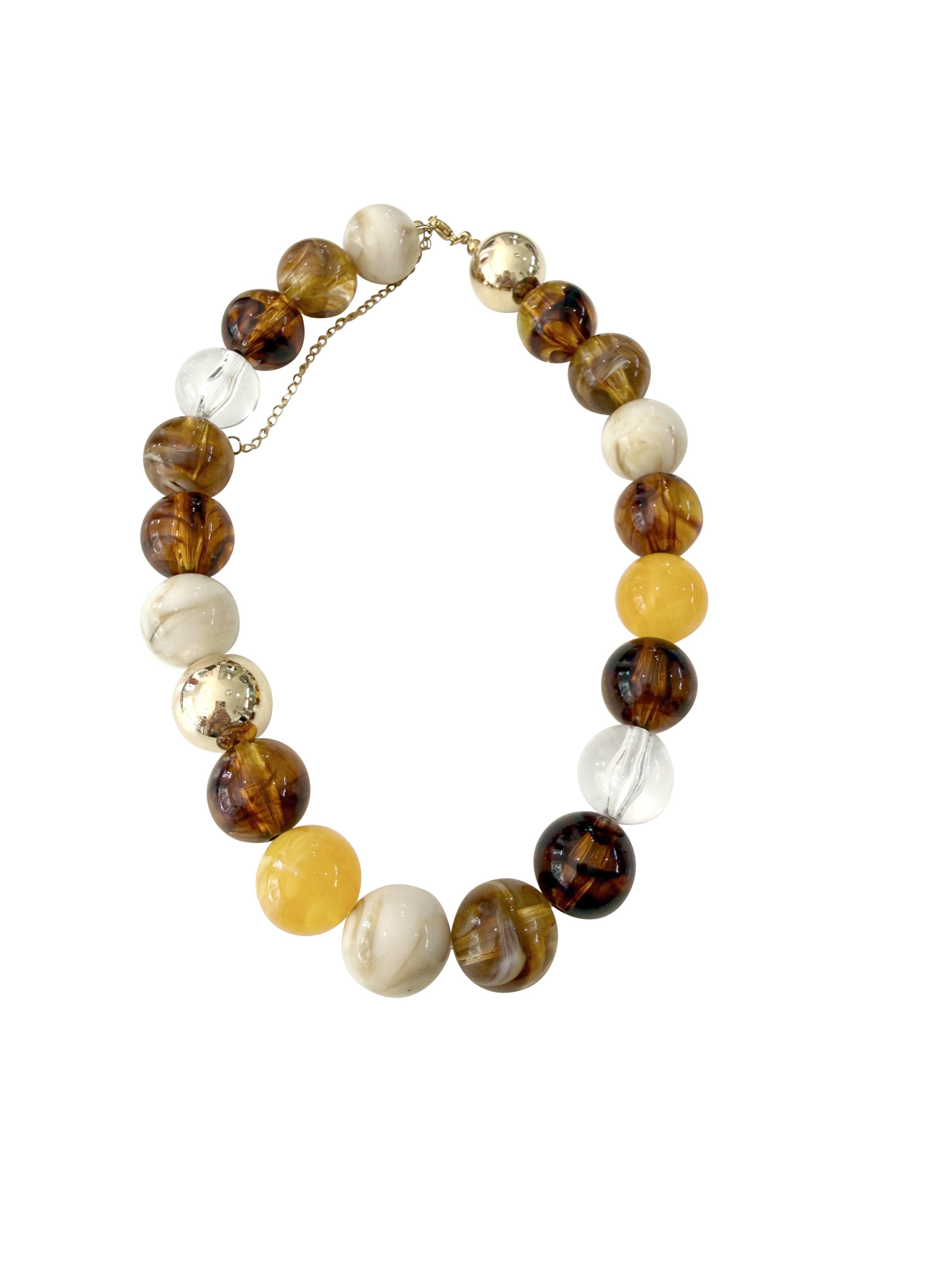 Dora Chunky Beaded Necklace- Brown