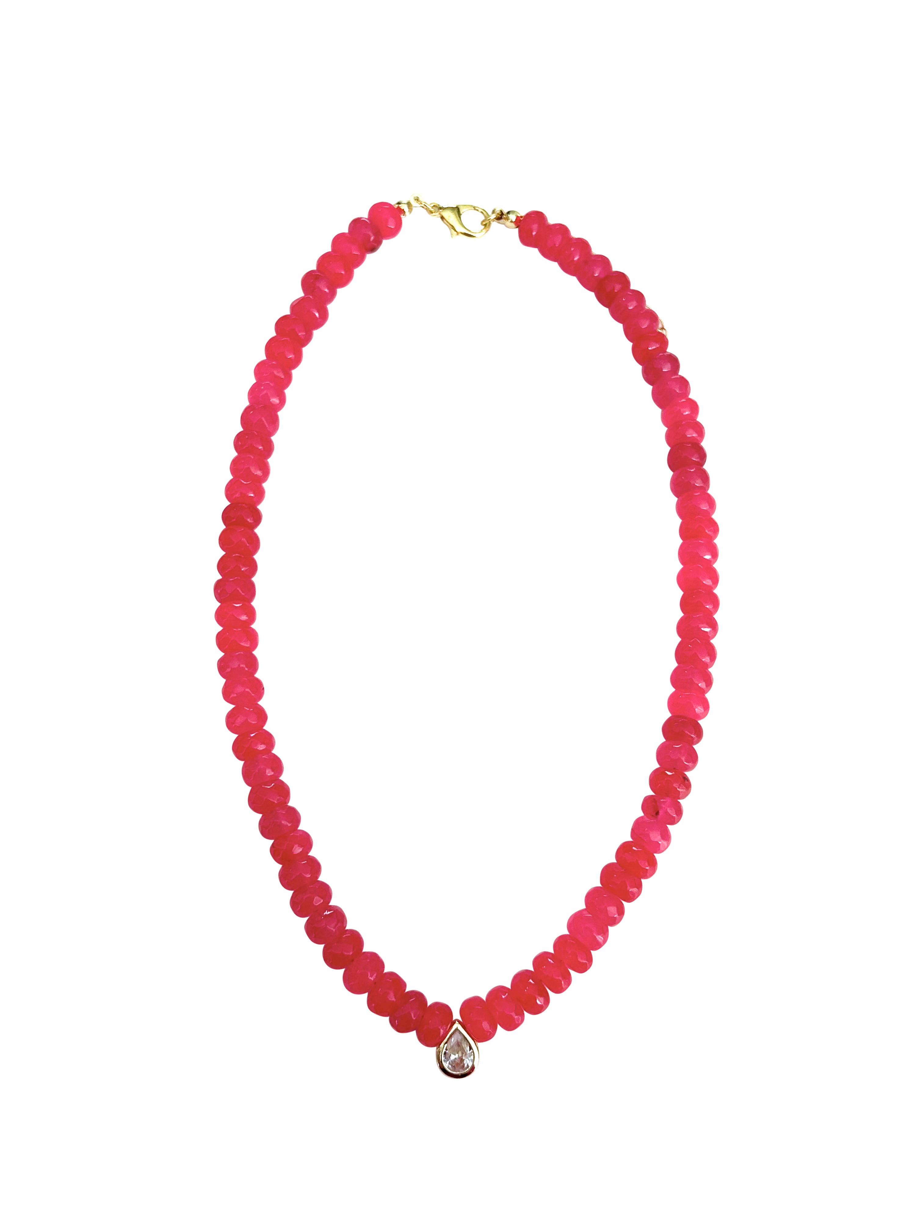 Dori Hot Pink Beaded CZ Necklace