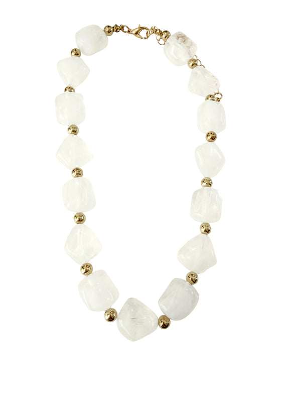 Evelyn White Beaded Necklace