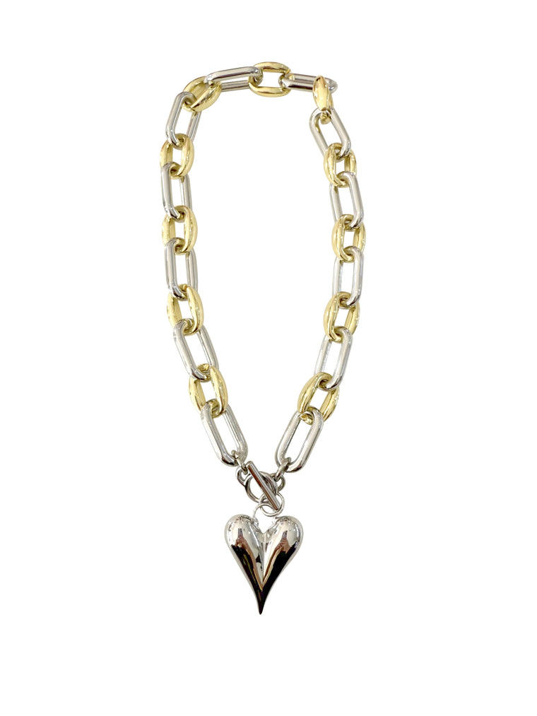 Faith Happy Heart Chain Necklace in Silver