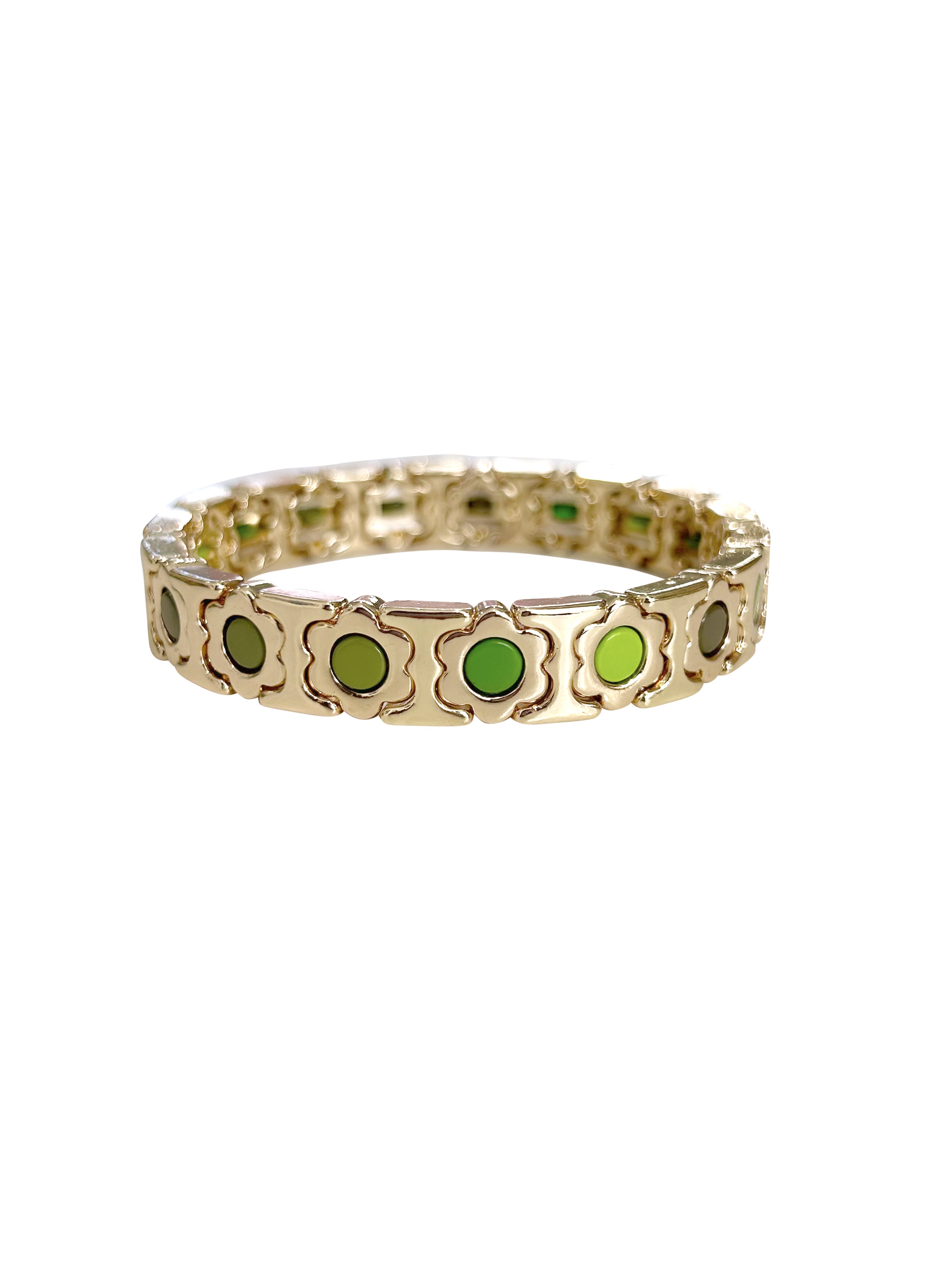 Flower Pop Stretch Bracelet- Green Mix