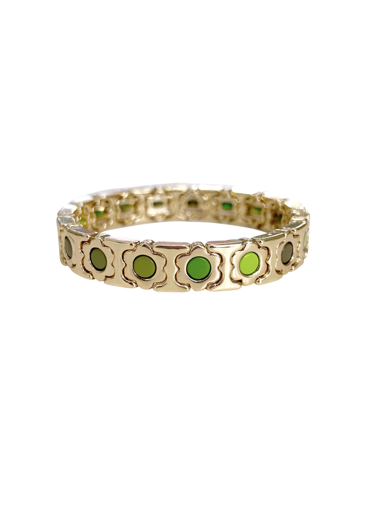 Flower Pop Stretch Bracelet- Green Mix