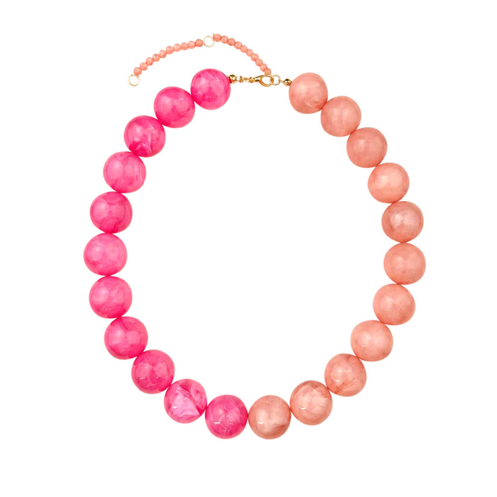 Wrenley Chunky Beaded Necklace- Pink
