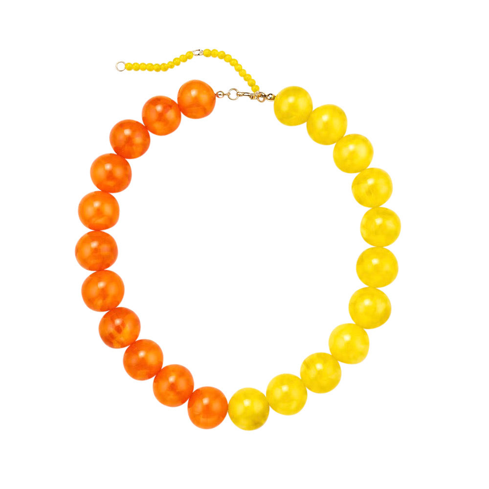 Wrenley Chunky Beaded Necklace- Orange/Yellow