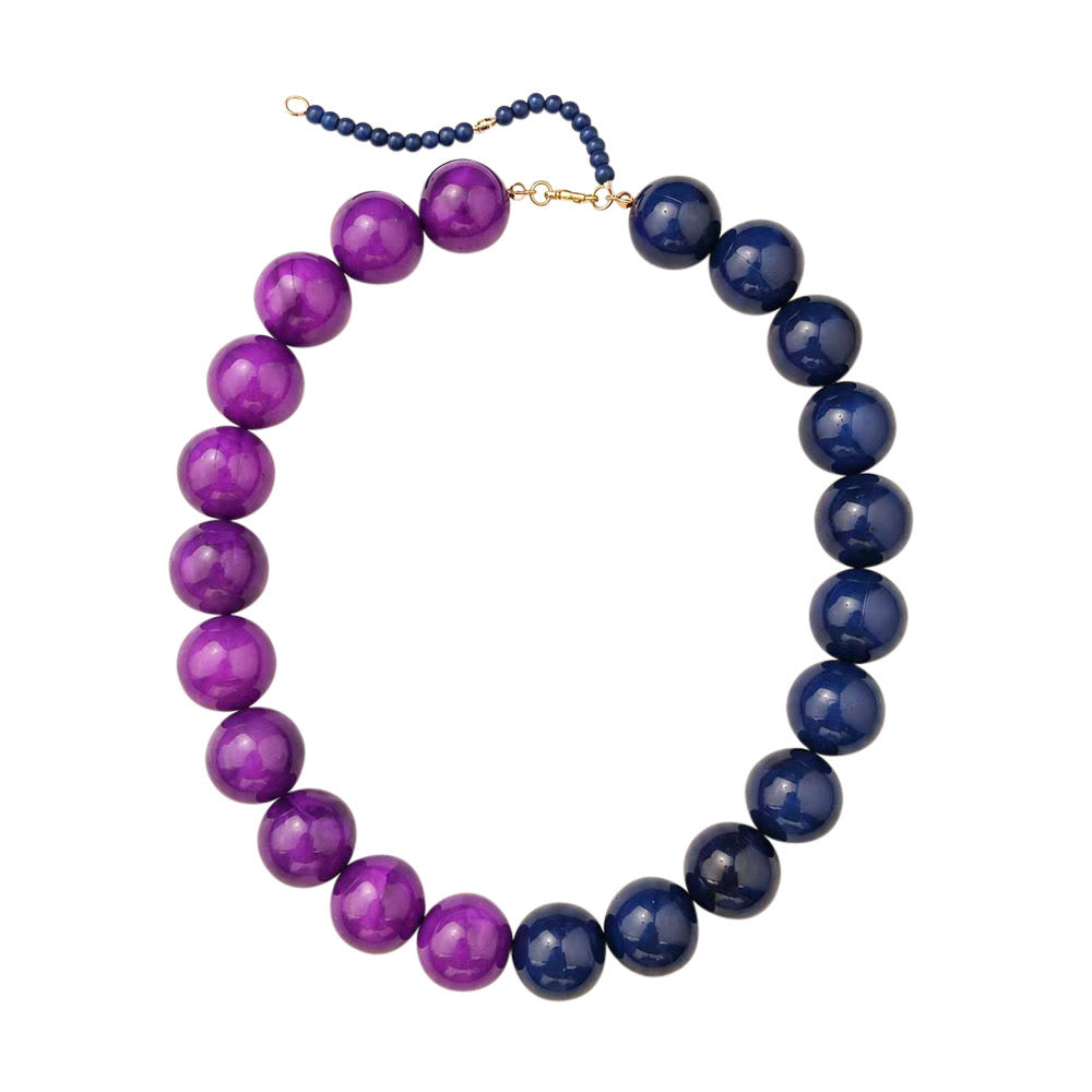 Wrenley Chunky Beaded Necklace- Purple