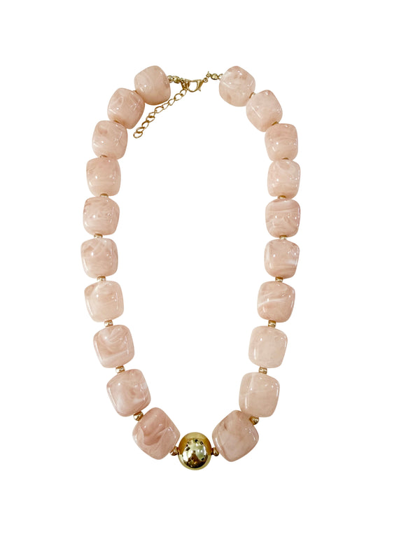 Jennifer Taupe Beaded Statement Necklace