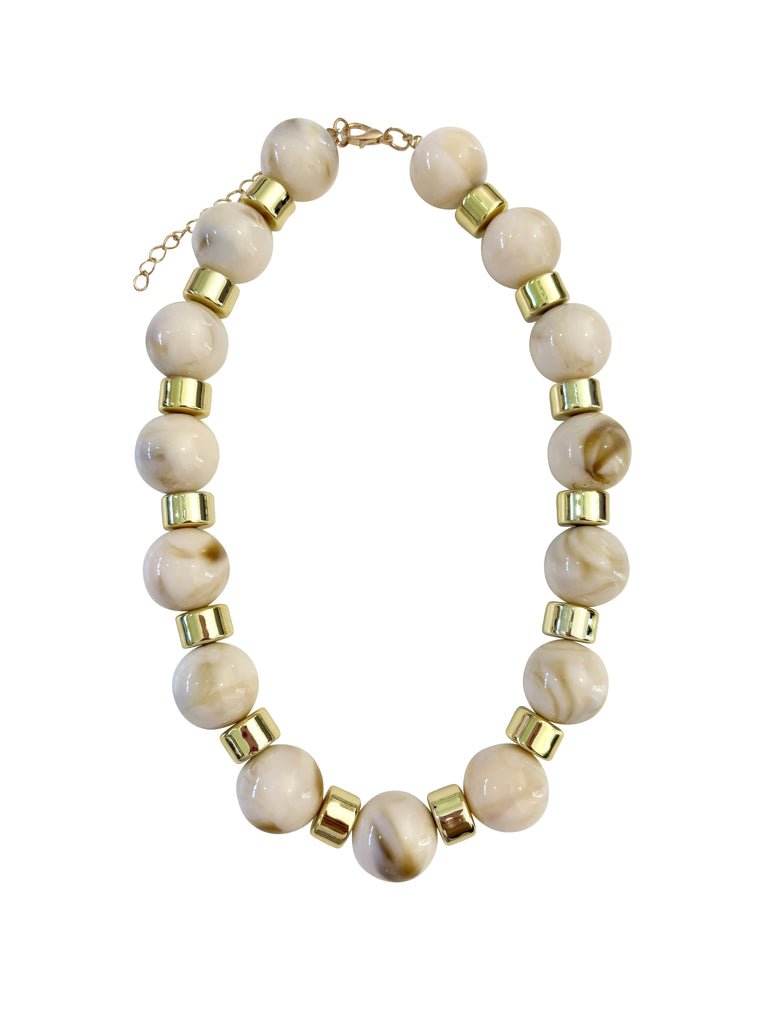 Jessica Chunky Beaded Necklace- Cream