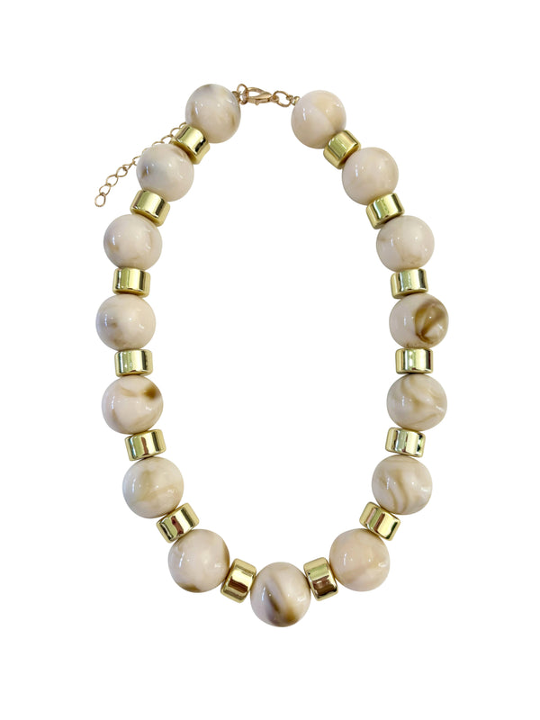 Jessica Chunky Beaded Necklace- Cream