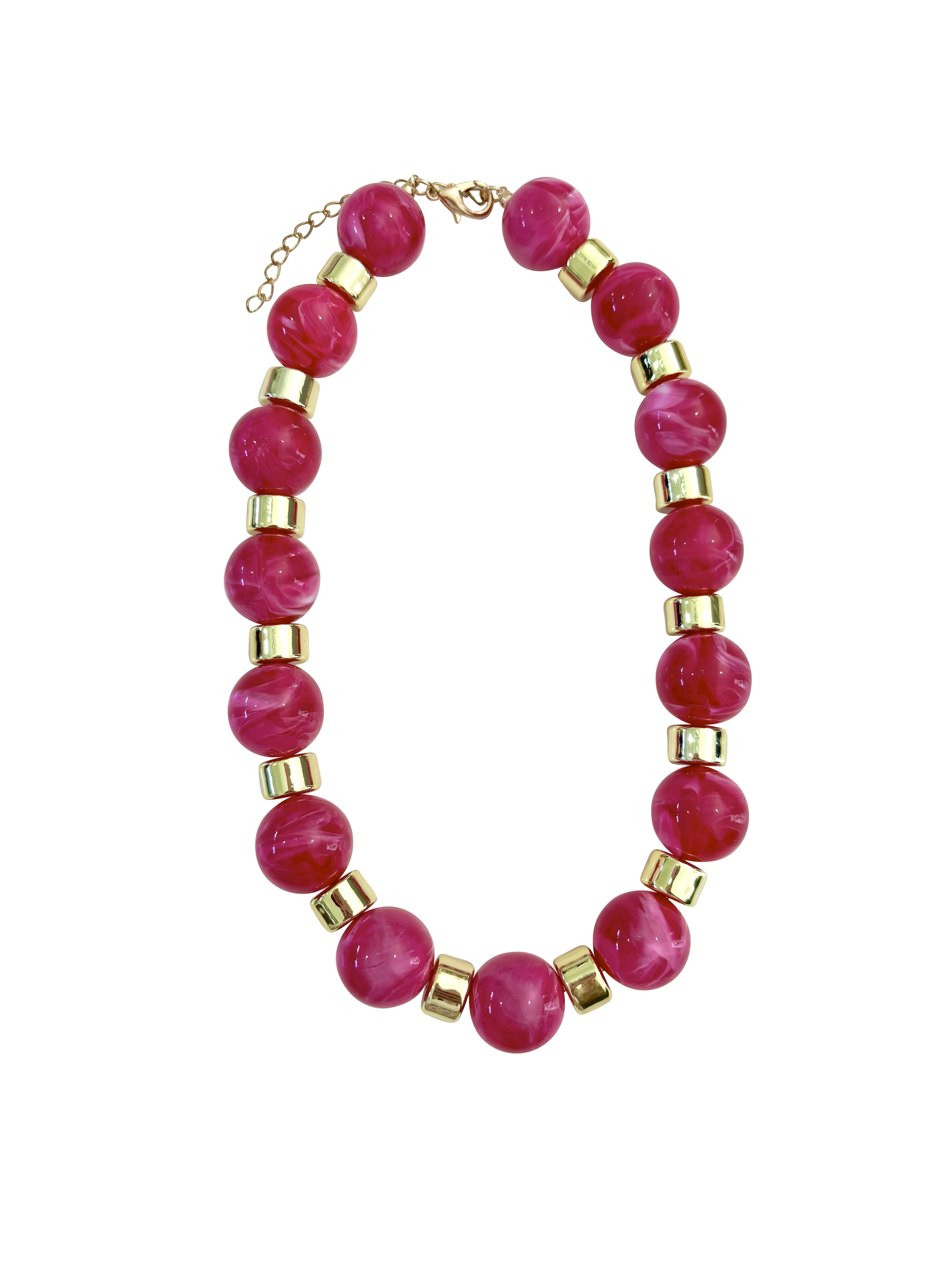 Jessica Chunky Beaded Necklace- Hot Pink