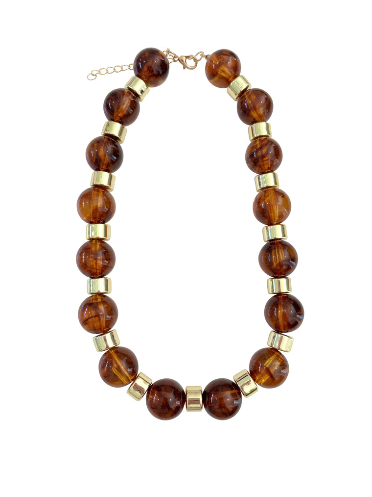 Jessica Chunky Beaded Necklace- Tortoise