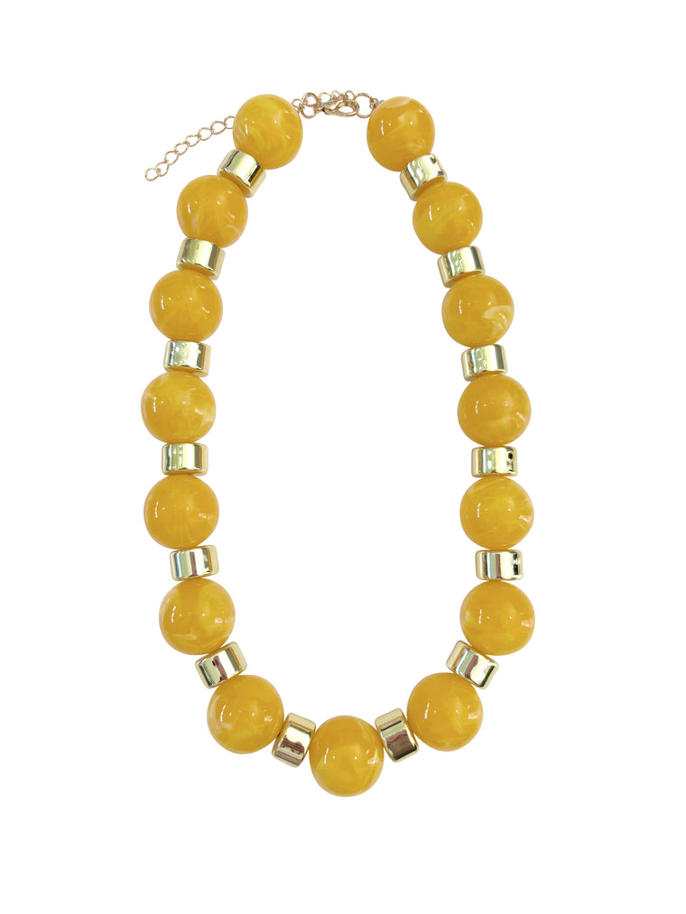 Jessica Chunky Beaded Necklace- Yellow