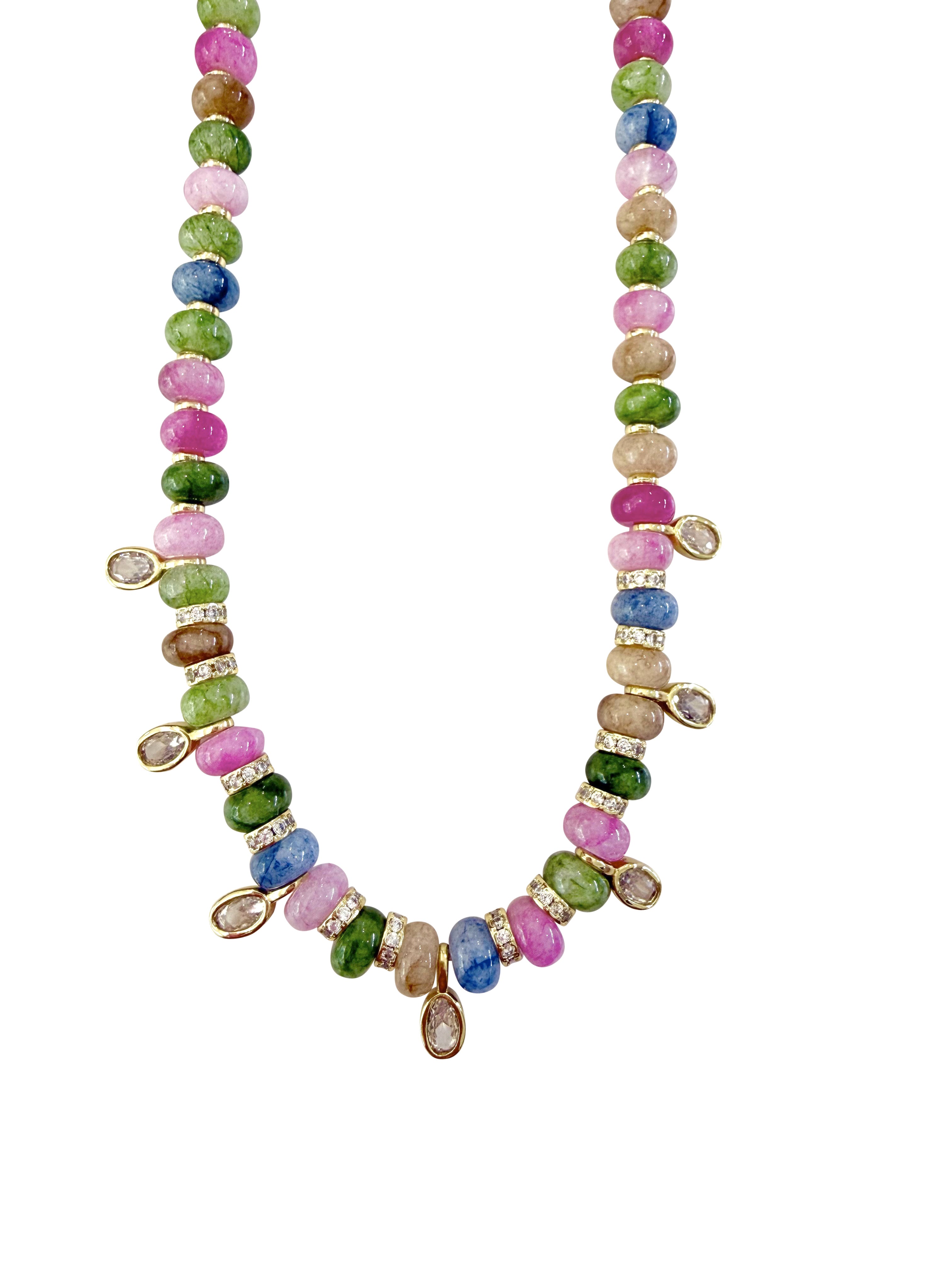 Jupiter Beaded Gemstone Necklace- Light Multi
