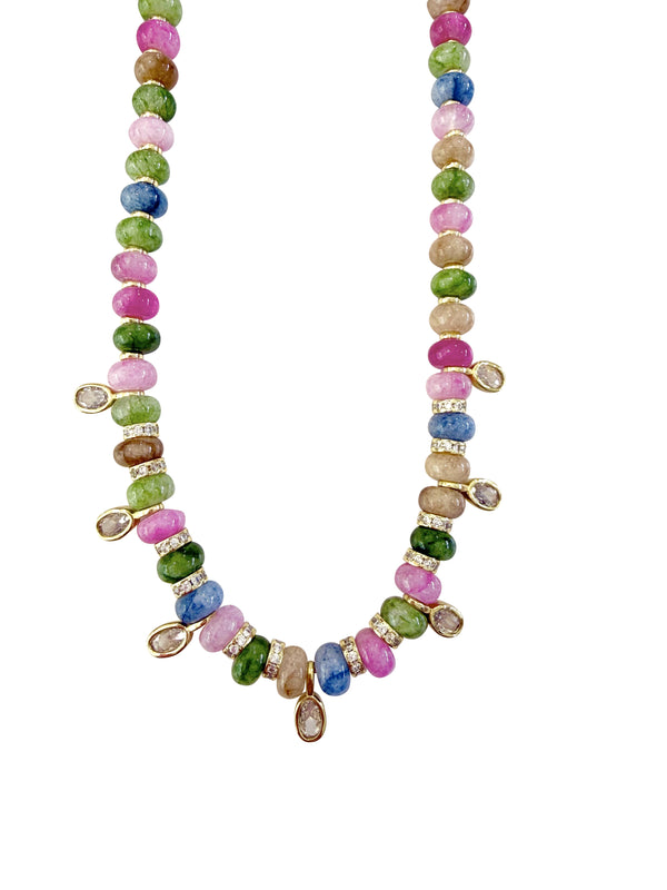 Jupiter Beaded Gemstone Necklace- Light Multi