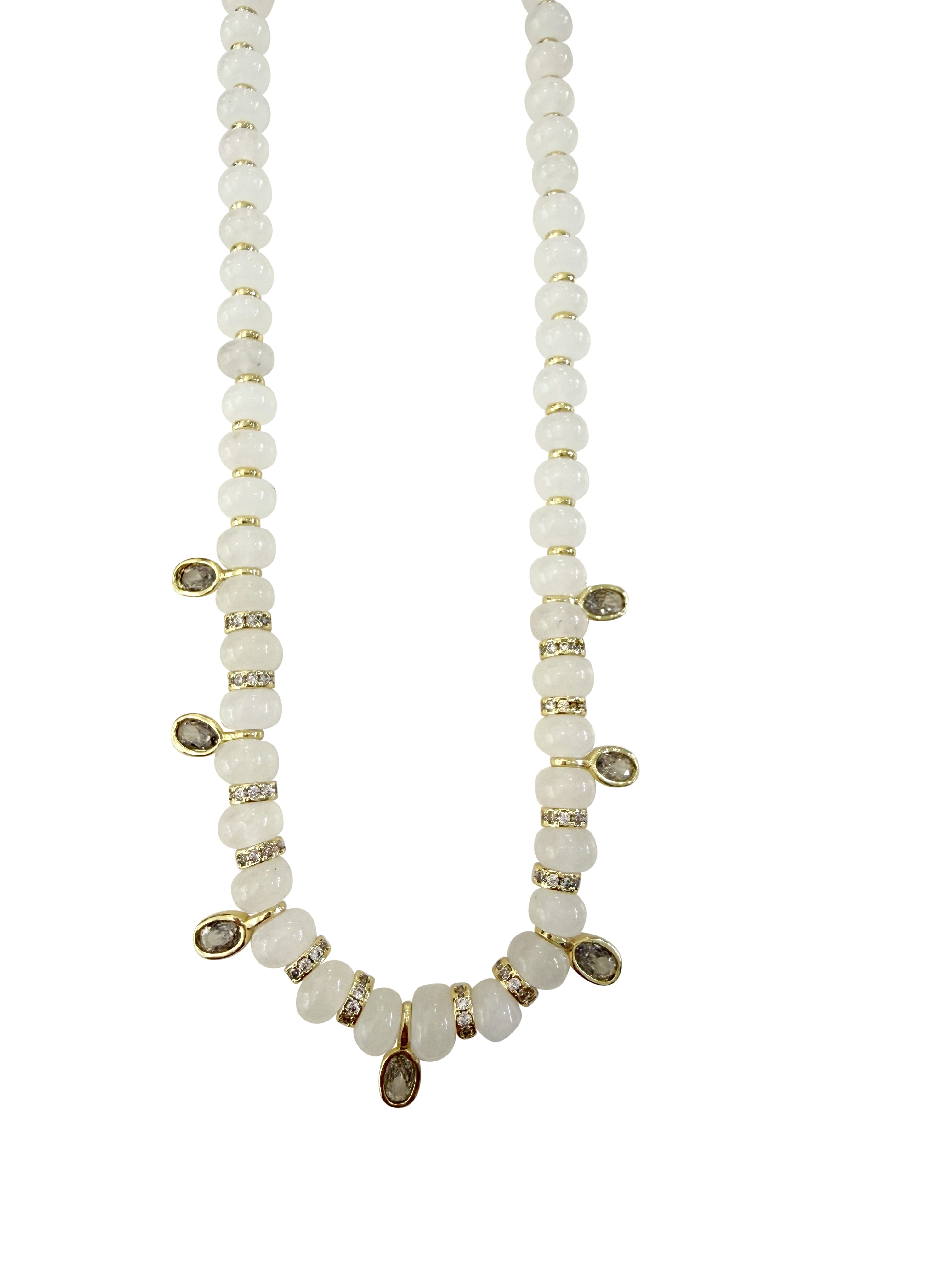 Jupiter Beaded Gemstone Necklace- White