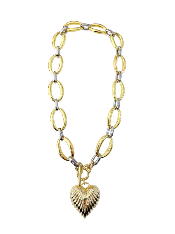 Karina Gold Scalloped Heart Necklace