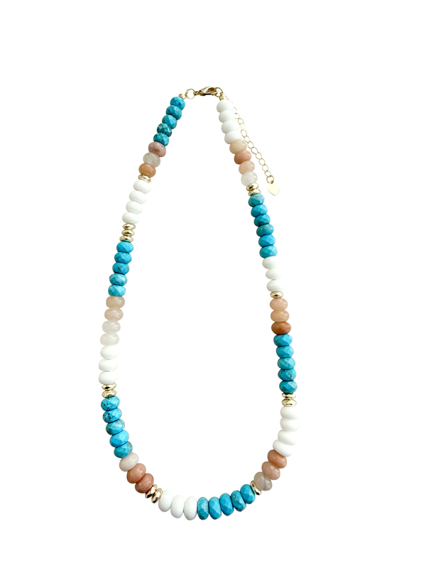 Kerry Turquoise & White Beaded Necklace