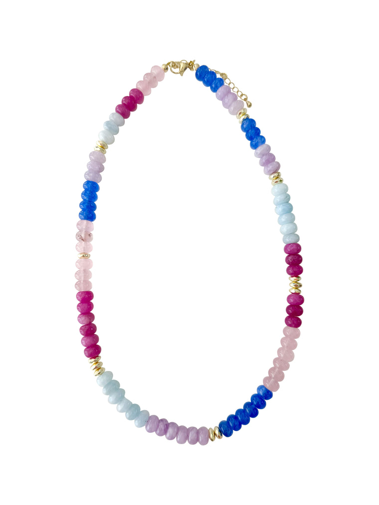 Kerry Pink Blue Beaded Necklace