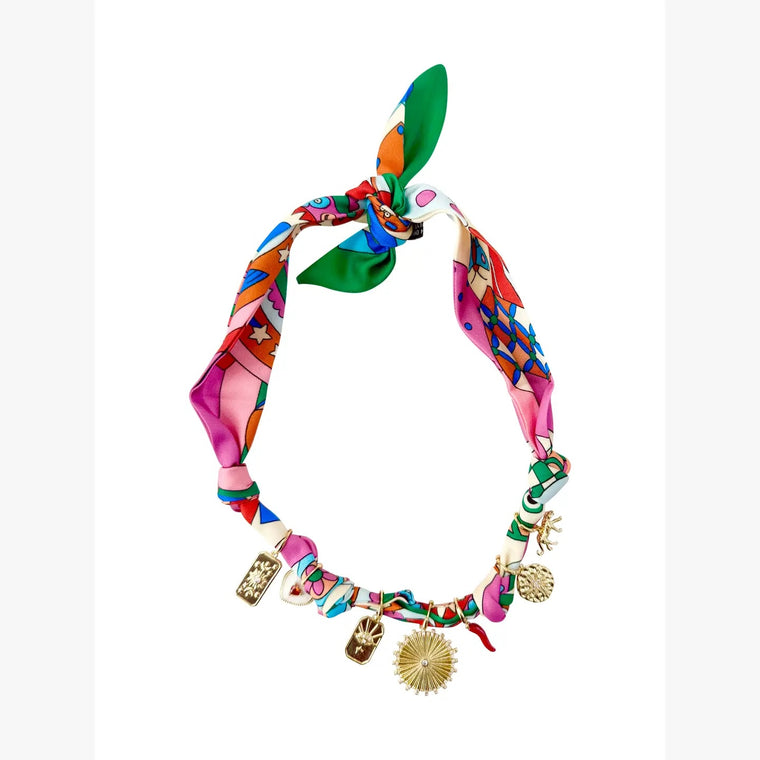Liza Multi Charm Scarf Necklace