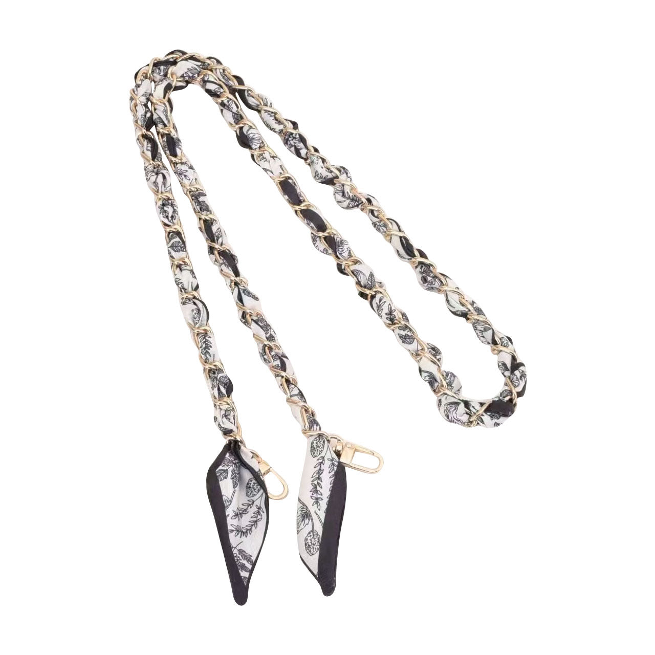 Gold Phone Chain with Scarf Black Palm - Long I
