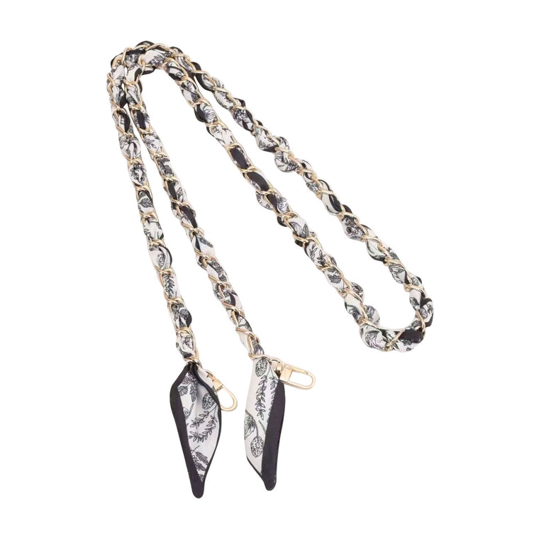 Gold Phone Chain with Scarf Black Palm - Long I